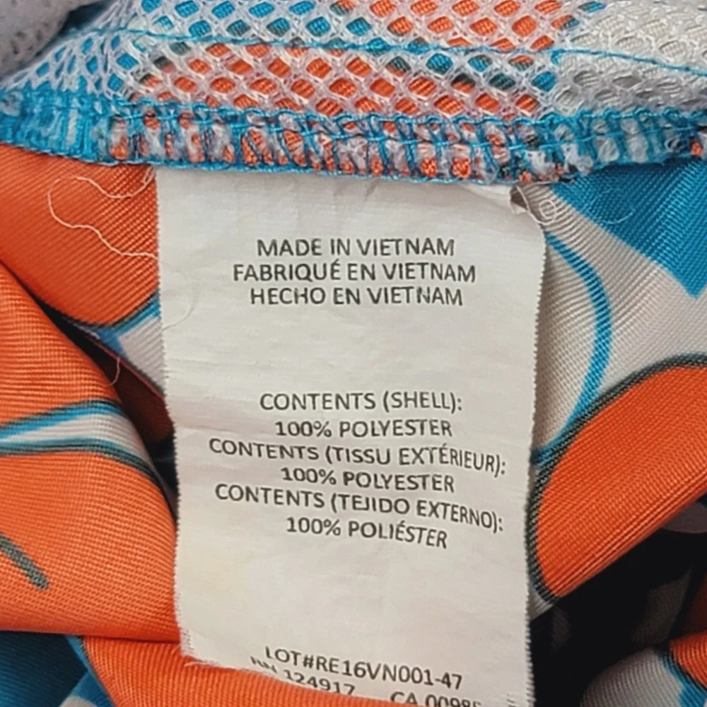 Trunks Surf & Swim Co Men Blue Orange Floral Swim Trunks Size Medium Mesh Lining